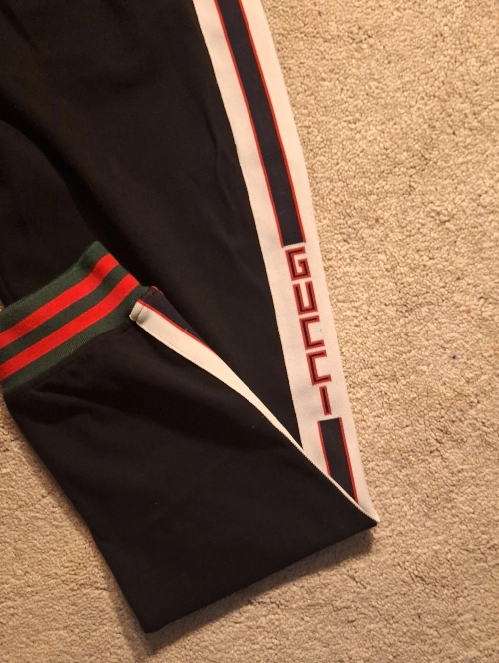 Gucci Black Track Jacket & Pants Set with Signature Stripes